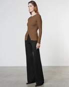 Silk Knit Fitted Cardigan - Dark Whole Grain by Enza Costa — alternate view