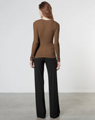 Silk Knit Fitted Cardigan - Dark Whole Grain by Enza Costa — view 3