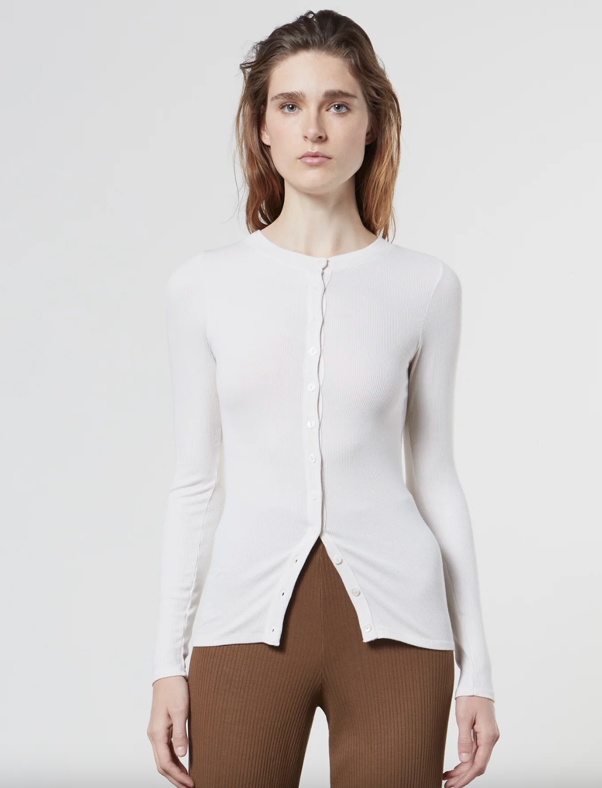Silk Knit Fitted Cardigan - Chalk by Enza Costa | 25 South Boutiques