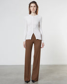 Silk Knit Fitted Cardigan - Chalk by Enza Costa — alternate view