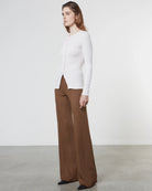 Silk Knit Fitted Cardigan - Chalk by Enza Costa — view 3