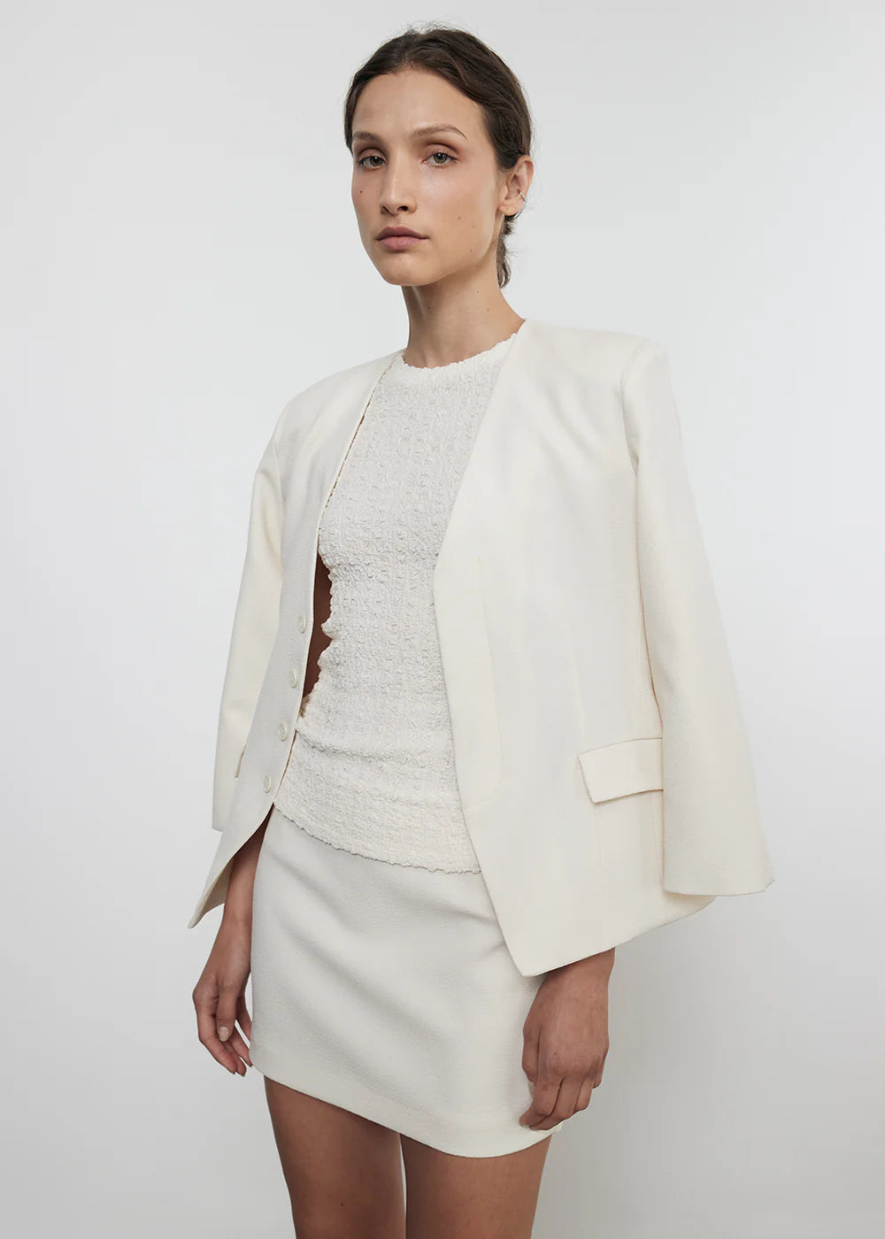 Crepe City Skirt - Cream by Enza Costa — view 4