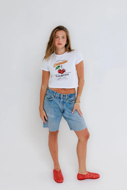 Cherries Tiny Tee - White by Sunny Somewhere — view 3