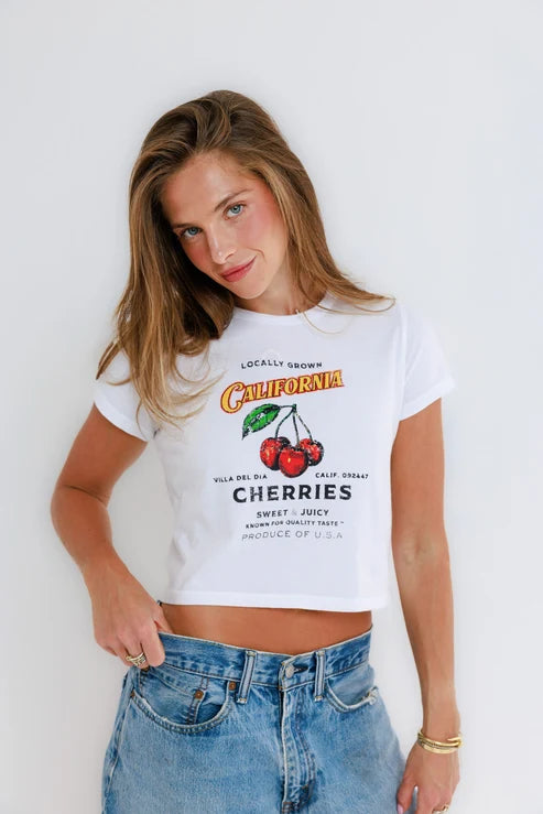 Cherries Tiny Tee - White by Sunny Somewhere | 25 South Boutiques