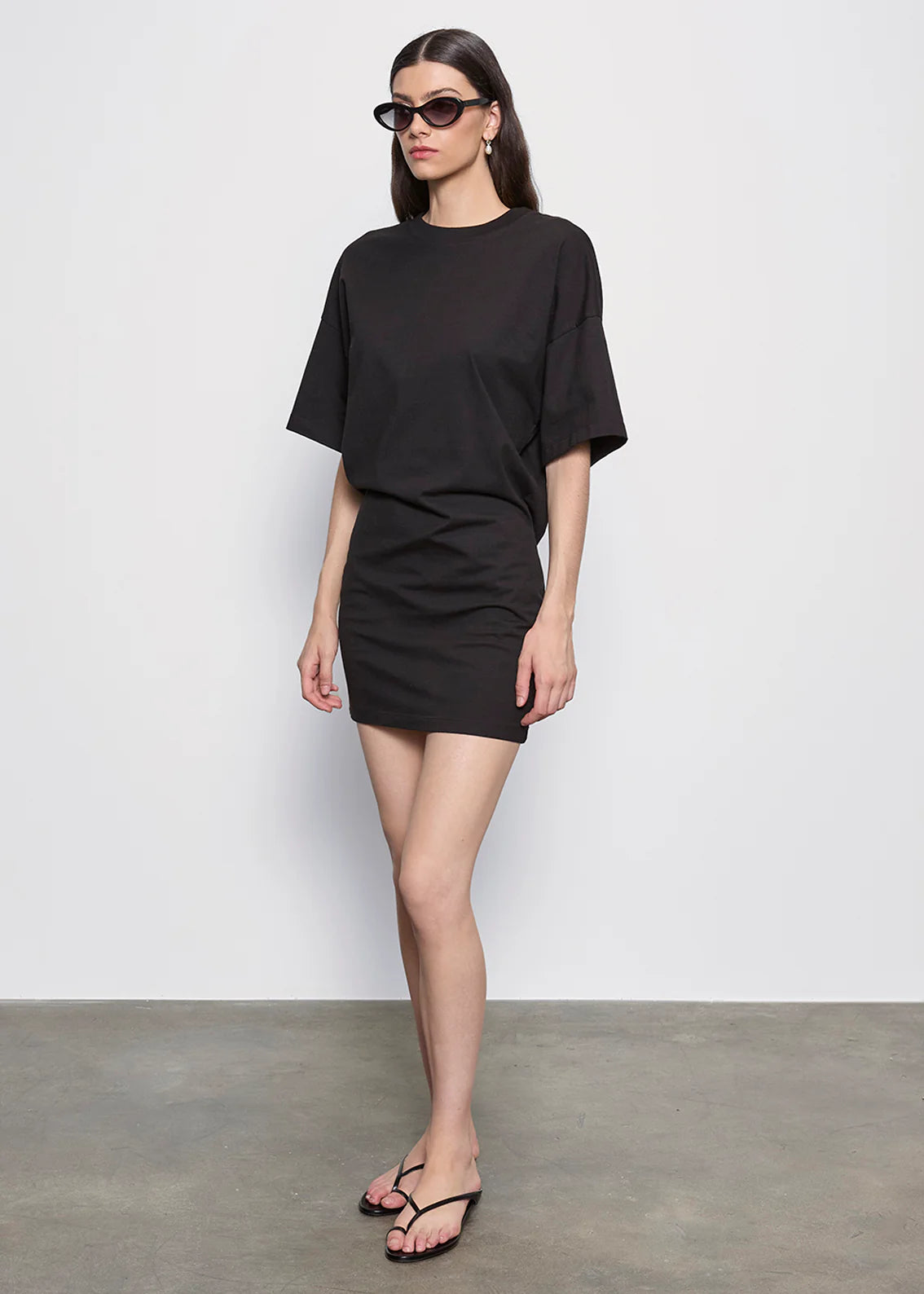 S/S Supima Curve Mini Dress - Black by Enza Costa — alternate view