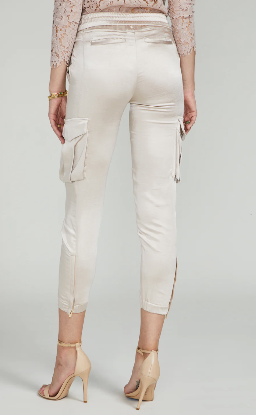 Chandra Satin Jogger - Champagne by Generation Love — view 3