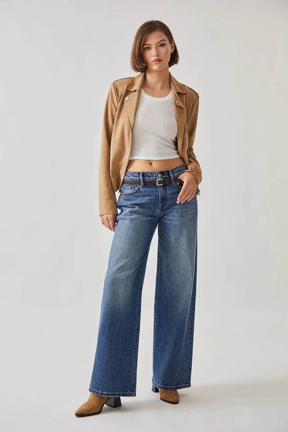Maeve Faux Suede Moto Jacket - Golden by Level 99 — alternate view