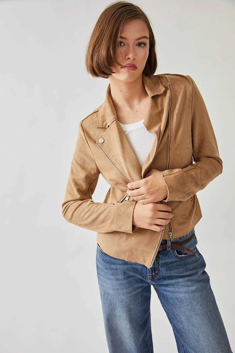 Maeve Faux Suede Moto Jacket - Golden by Level 99 | 25 South Boutiques
