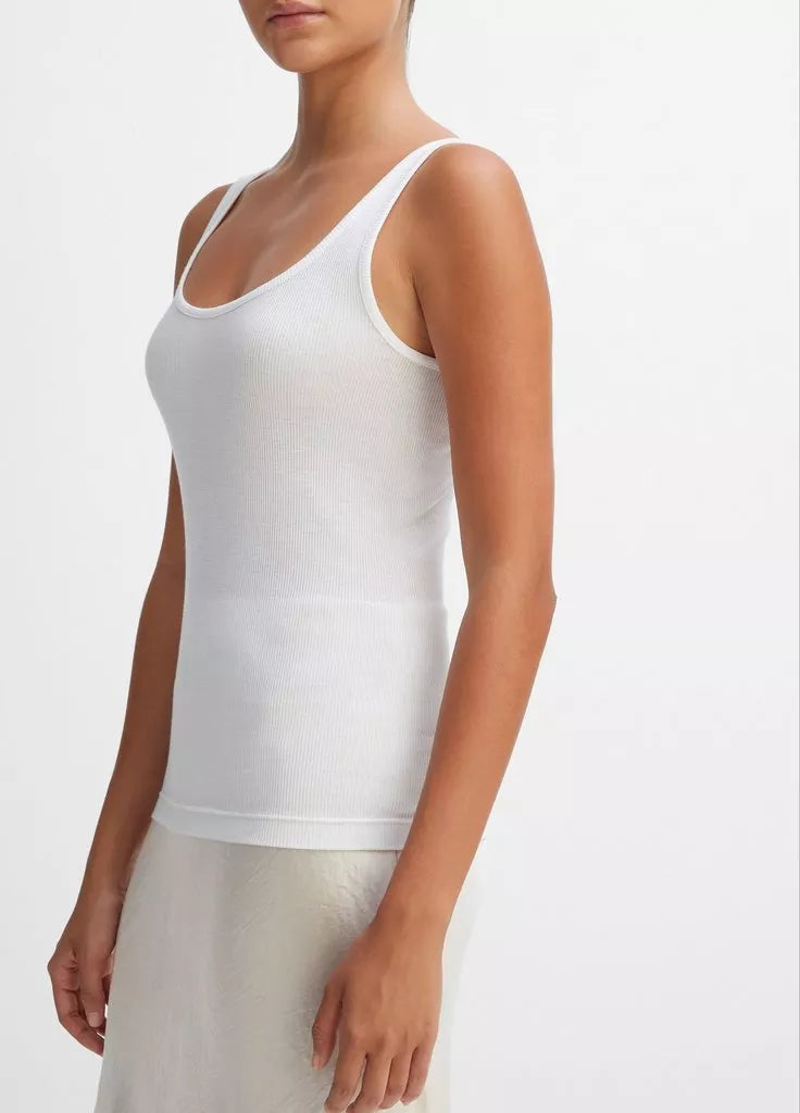 Scoop Neck Tank - White by Vince — view 3