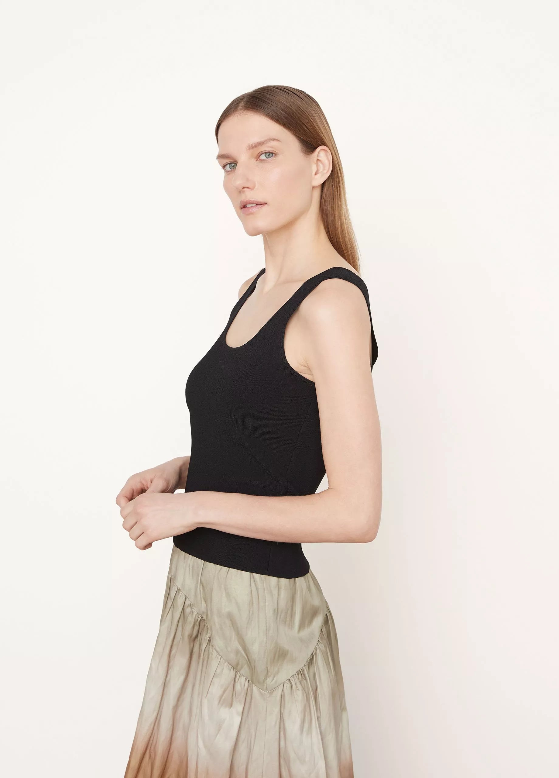 Scoop Neck Tank - Black by Vince — alternate view