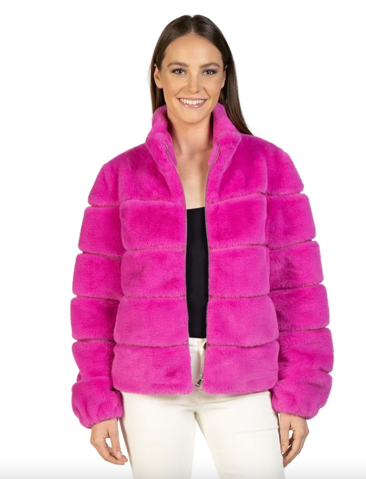 Faux Fur Jacket - Hot Pink by Love Token | 25 South Boutiques