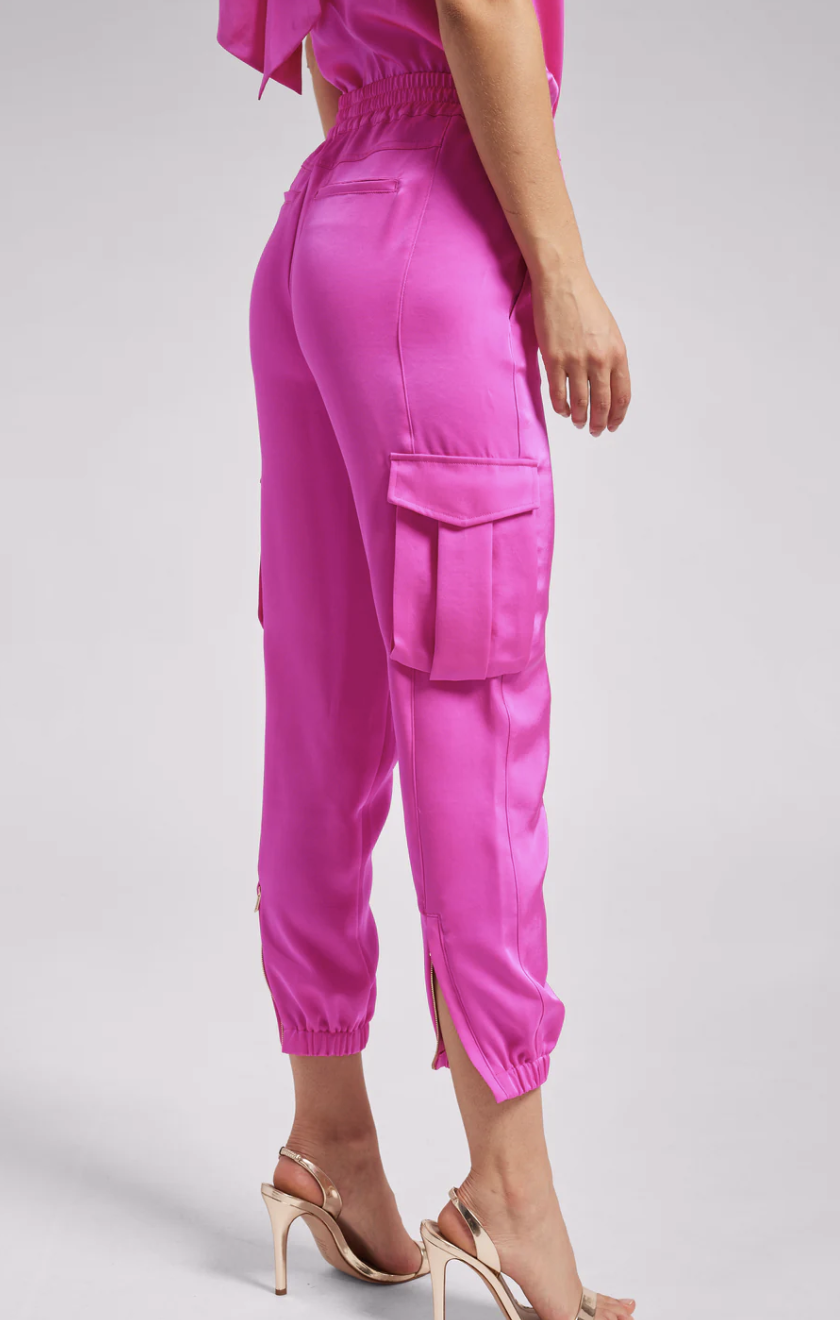 Chandra Satin Jogger - Hot Pink by Generation Love — view 4