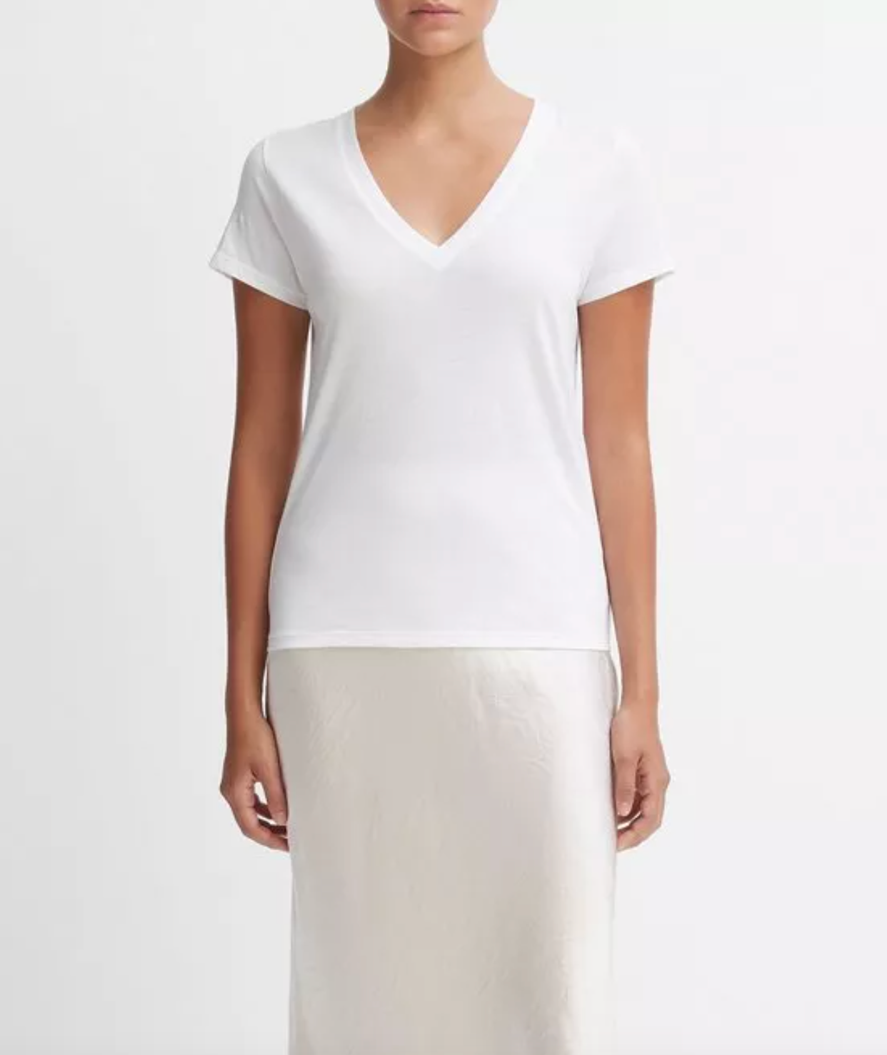 Essential Pima Cotton V-Neck T-Shirt - Optic White by Vince | 25 South Boutiques