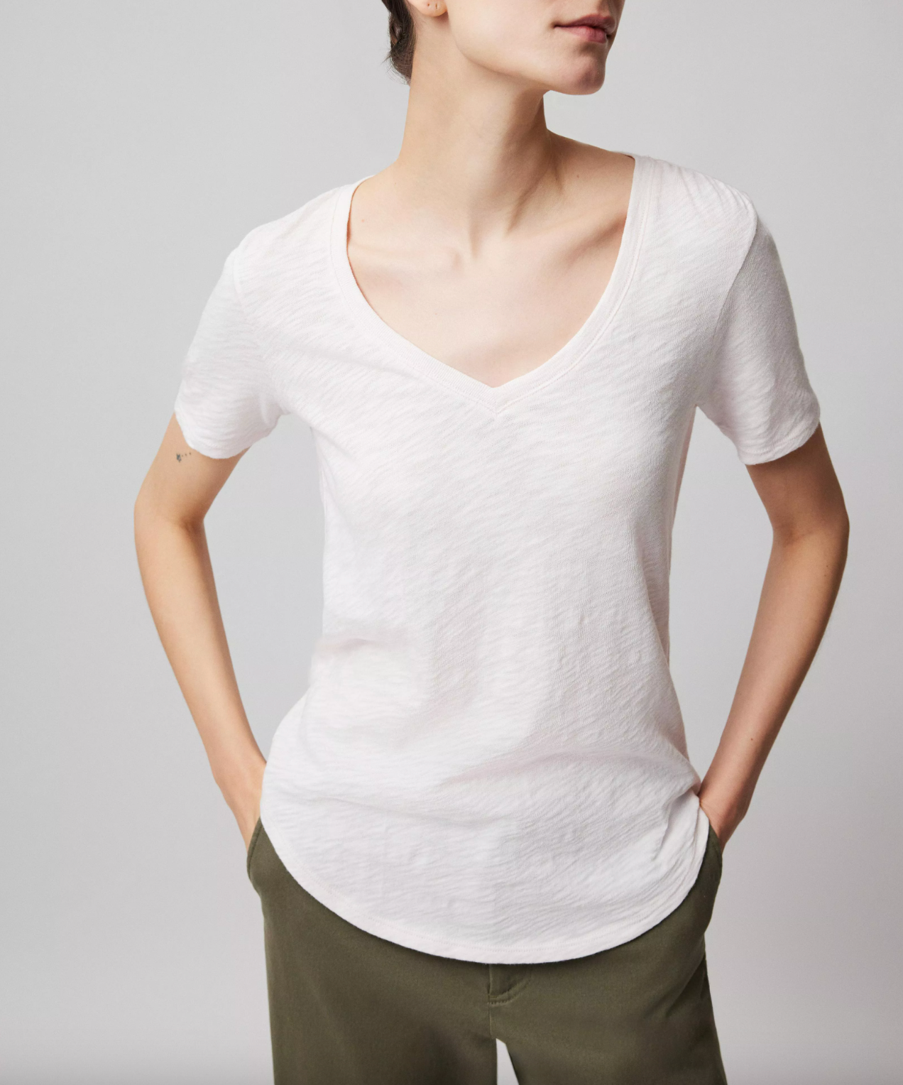 Slub Jersey Classic V-Neck Tee - Faded Rose by ATM | 25 South Boutiques
