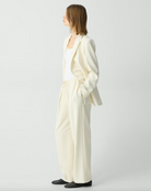 Pleated Pull-On Crepe Pant - Rice by Theory — view 3