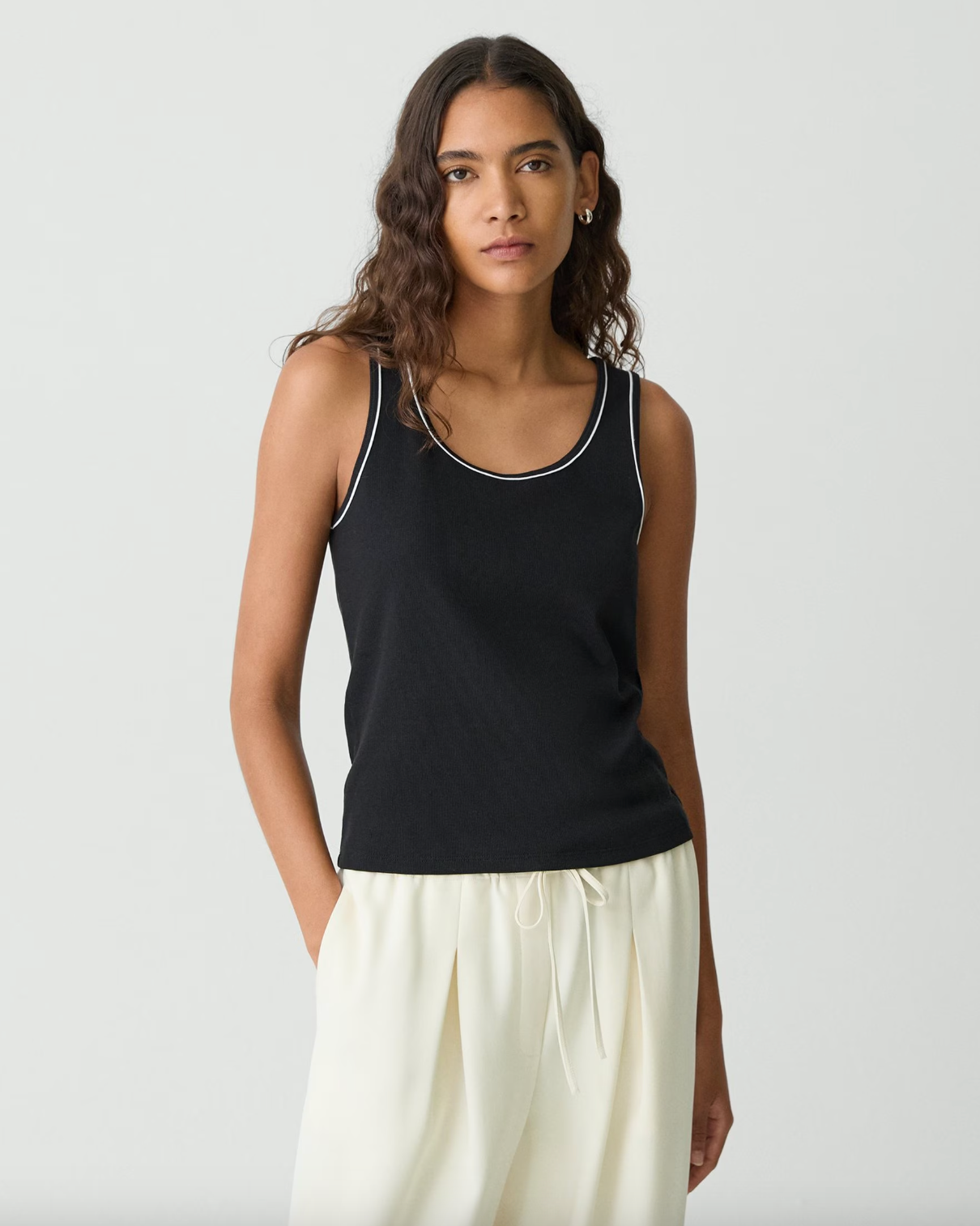 Scoop Neck Stretch Knit Tank Top - Black by Theory | 25 South Boutiques
