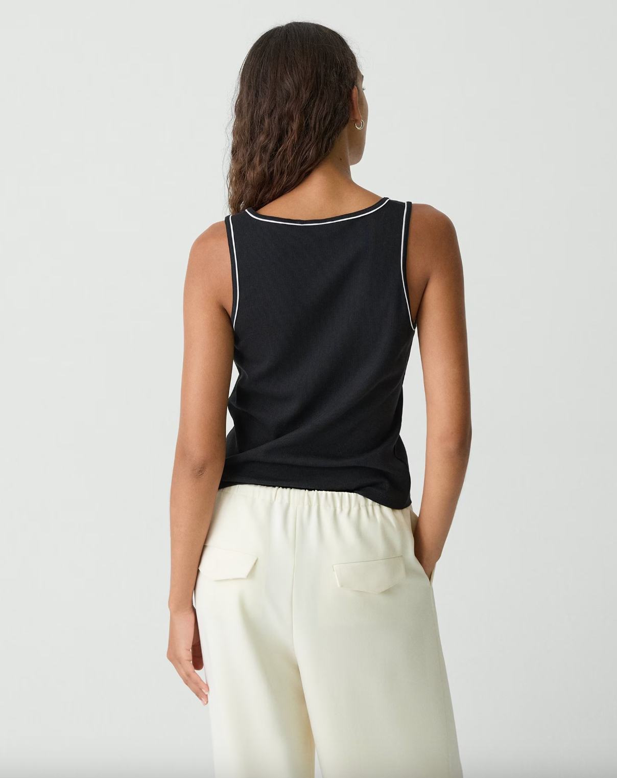 Scoop Neck Stretch Knit Tank Top - Black by Theory — view 3