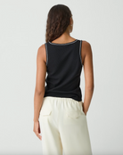 Scoop Neck Stretch Knit Tank Top - Black by Theory — view 3