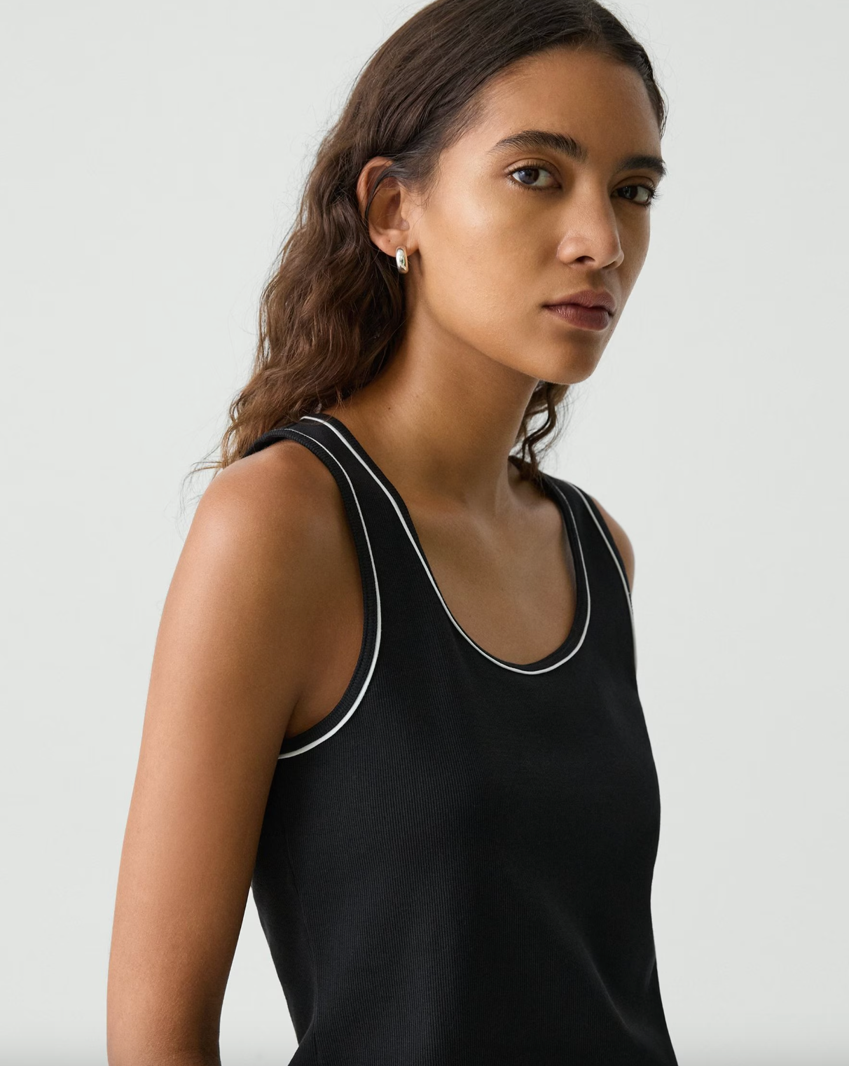 Scoop Neck Stretch Knit Tank Top - Black by Theory — view 4