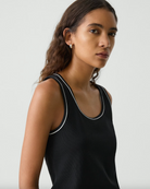 Scoop Neck Stretch Knit Tank Top - Black by Theory — view 4
