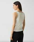 Scoop Neck Stretch Knit Tank Top - Ivory by Theory — view 4