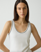 Scoop Neck Stretch Knit Tank Top - Ivory by Theory — view 3