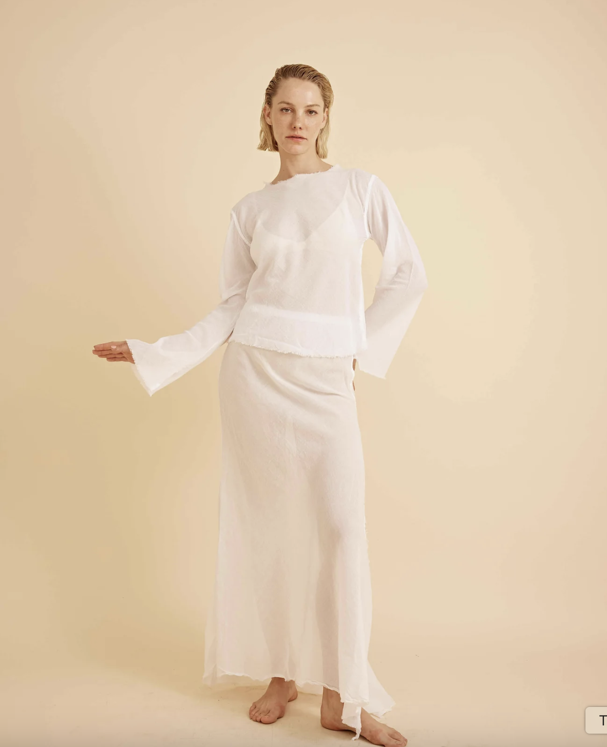Jennifer Gauze Maxi Skirt - Bone by ALL III | 25 South Boutiques