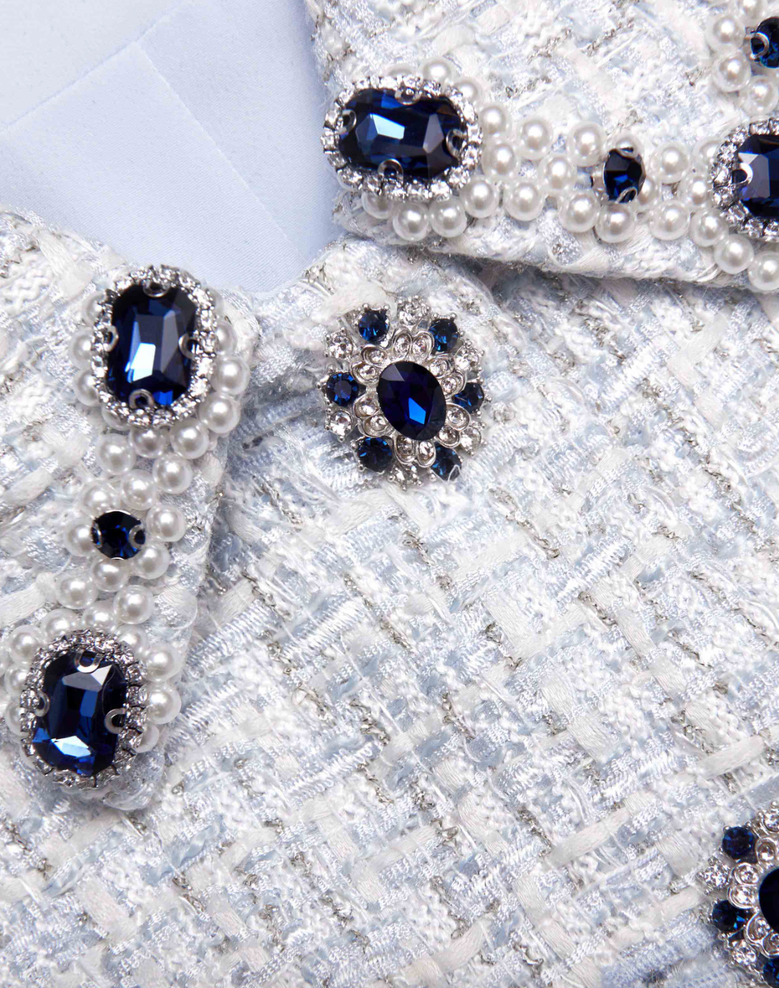 Boucle Mini Dress - Blue by Self-Portrait — view 5