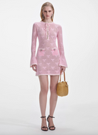 Bow Crochet Mini Dress - Pink by Self-Portrait | 25 South Boutiques