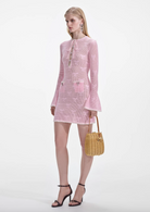 Bow Crochet Mini Dress - Pink by Self-Portrait — view 3