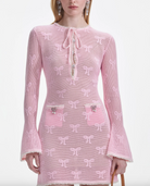 Bow Crochet Mini Dress - Pink by Self-Portrait — alternate view