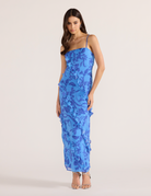 Jeanne Ruffle Maxi Dress - Blue Floral by Mink Pink | 25 South Boutiques