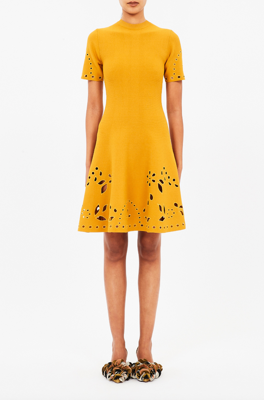 Fania Short Sleeve Knit Mini Dress - Goldenrod by Ulla Johnson | 25 South Boutiques