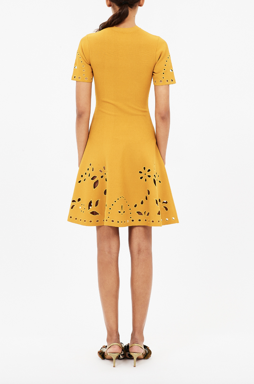 Fania Short Sleeve Knit Mini Dress - Goldenrod by Ulla Johnson — view 3