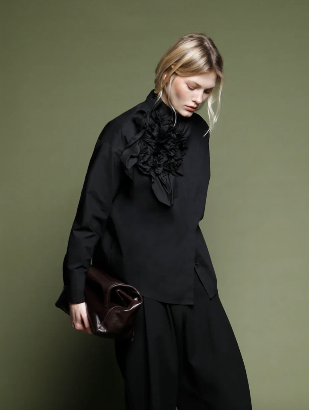 Lateral Bloom Shirt - Black by Psophia | 25 South Boutiques