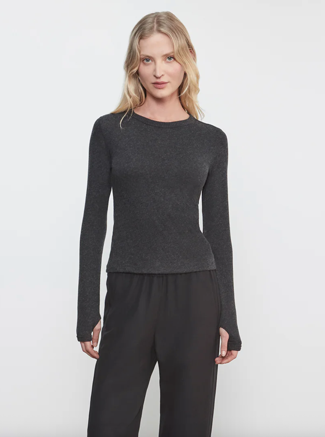 Cashmere New Classic L/S Crew - Charcoal by Enza Costa | 25 South Boutiques