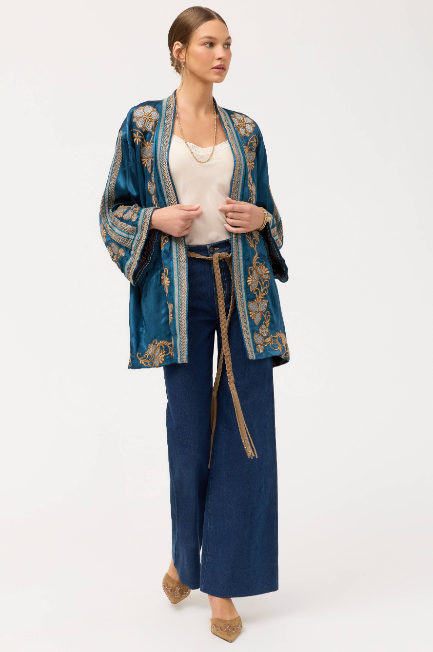 Romana Reversible Kimono - Majolica Blue by Johnny Was — view 4