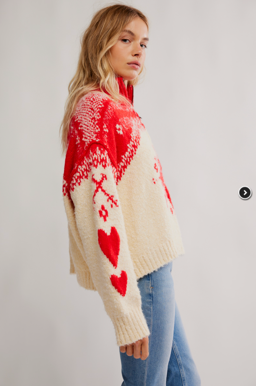 Mythical Knit Sweater - Vanilla Scarlett Combo by Free People — alternate view