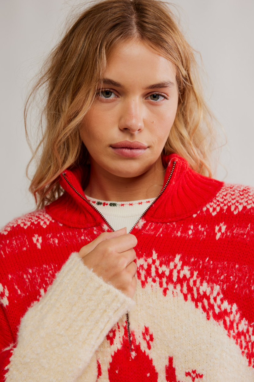Mythical Knit Sweater - Vanilla Scarlett Combo by Free People — view 4