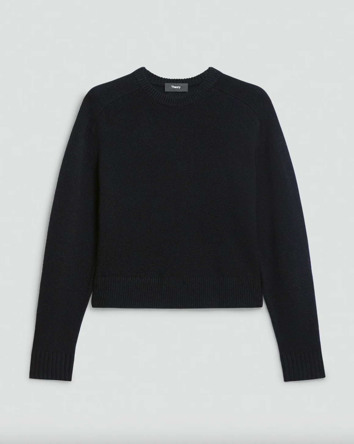 Cropped Crewneck Sweater in Cashmere - Black by Theory — view 5