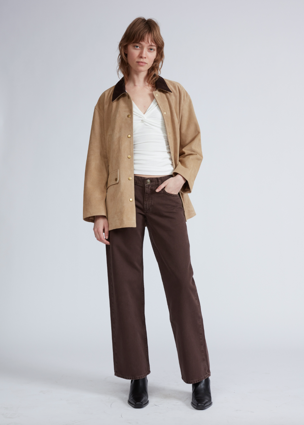 Saige Relaxed Straight Lightweight Rigid Jeans - Dark Brown Stone by Rag & Bone | 25 South Boutiques
