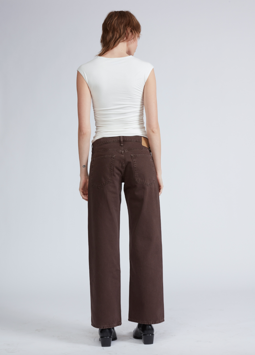 Saige Relaxed Straight Lightweight Rigid Jeans - Dark Brown Stone by Rag & Bone — alternate view