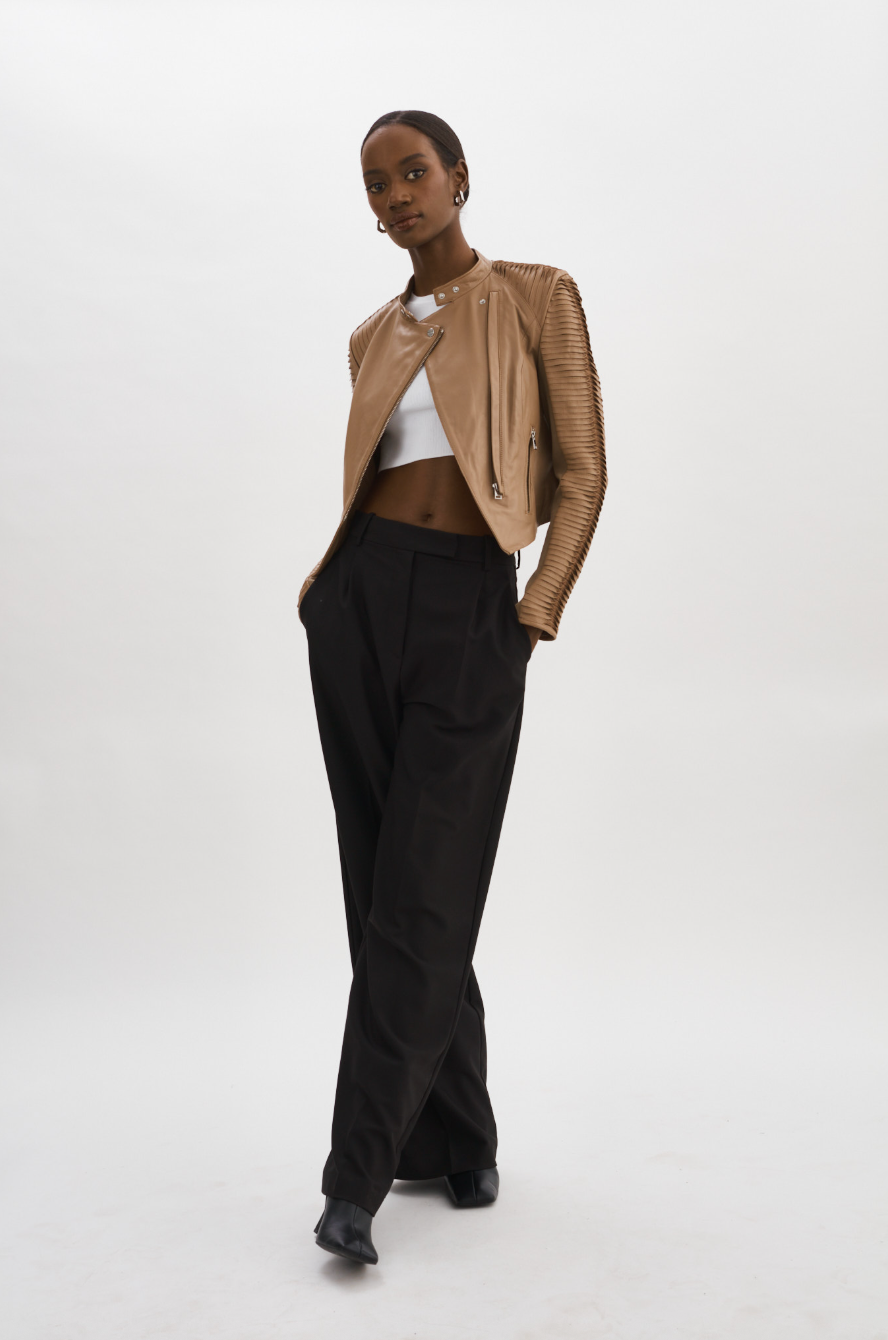 Azra Leather Jacket - Mocha by LAMARQUE — view 3