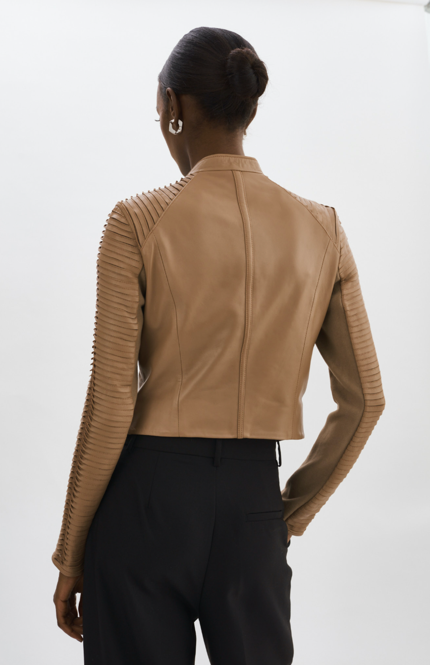 Azra Leather Jacket - Mocha by LAMARQUE — view 4
