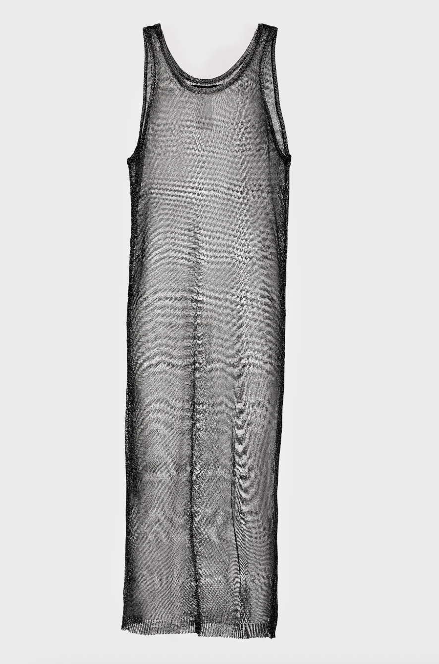 Metallic Thread Long Sleeveless Dress - Black by Isabel Benenato — view 4