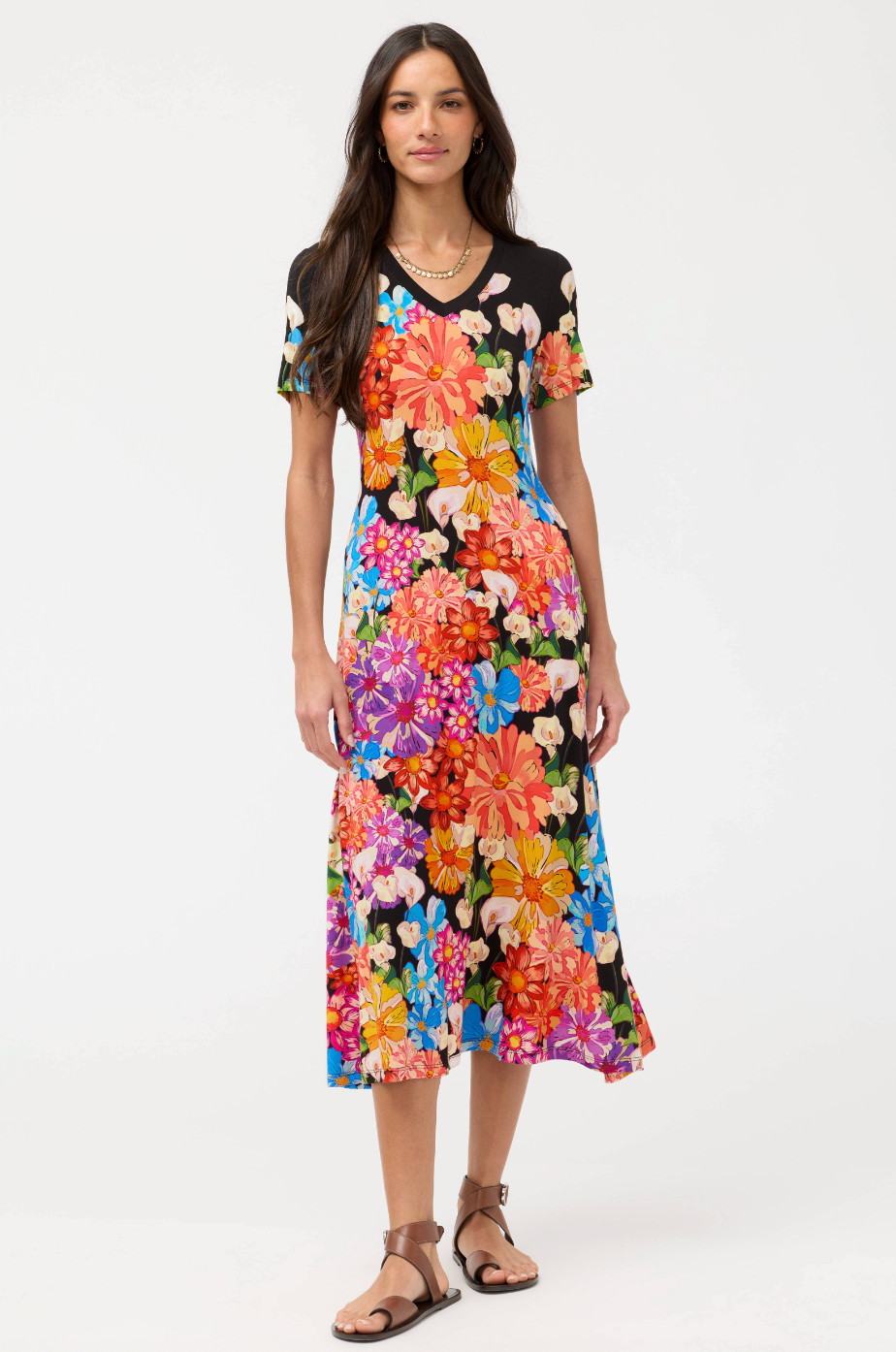 Janie Favorite V Neck Dress - Gerbera Scarf by Johnny Was | 25 South Boutiques