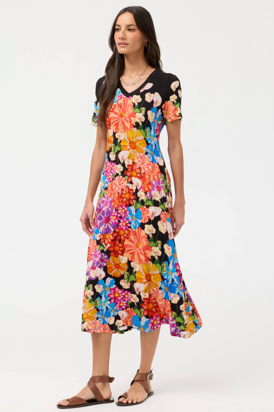 Janie Favorite V Neck Dress - Gerbera Scarf by Johnny Was — alternate view