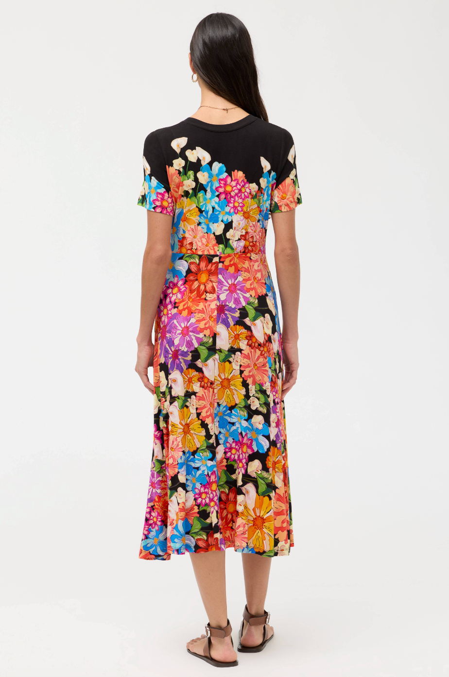Janie Favorite V Neck Dress - Gerbera Scarf by Johnny Was — view 3