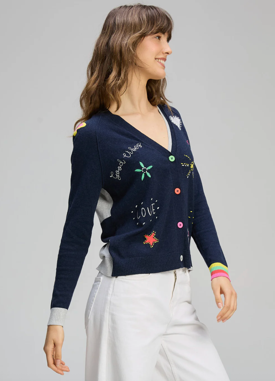 Good Vibes Cardi - Denim Blue by Zaket & Plover — alternate view