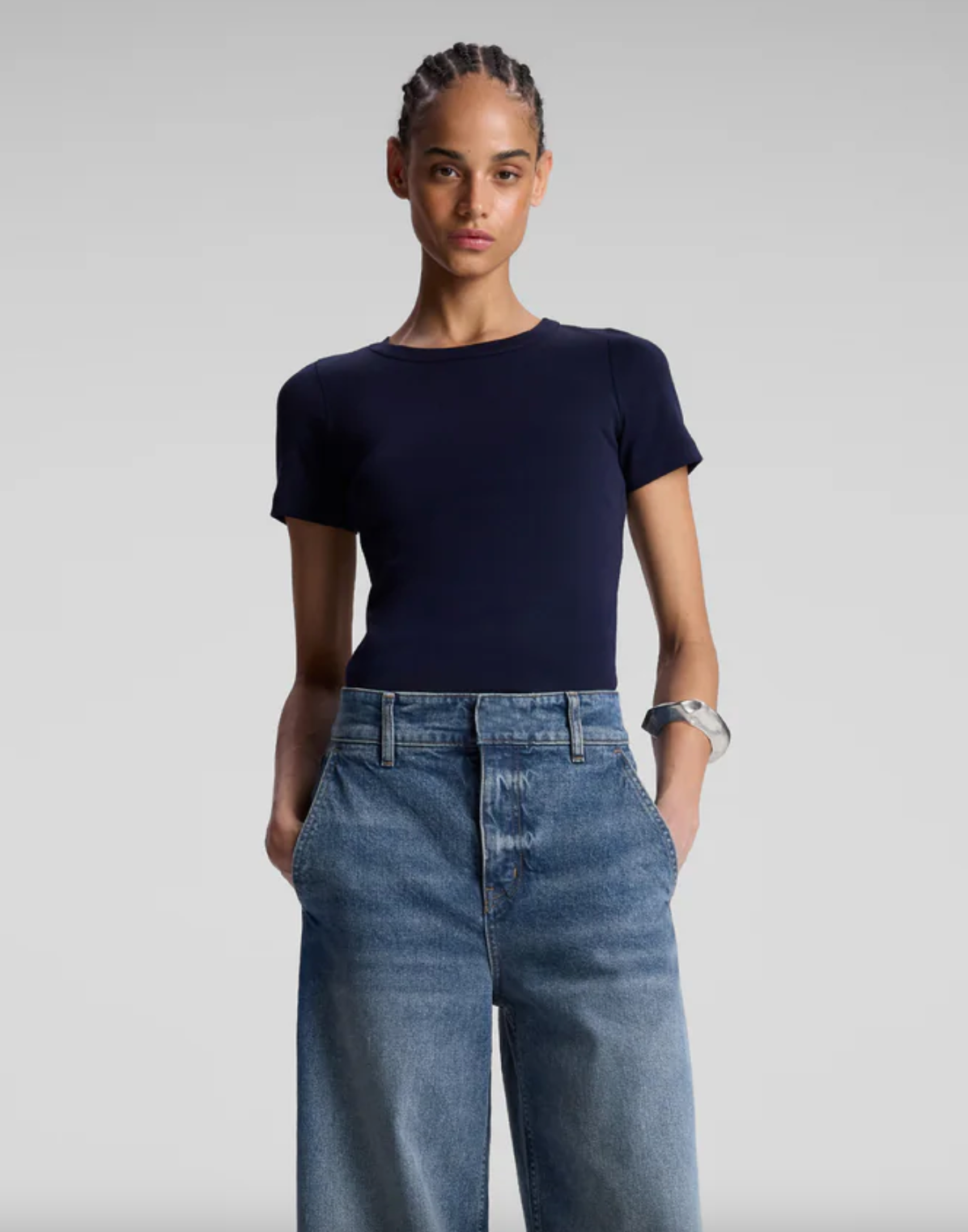 Paloma Cotton Rib Baby Tee - Navy by A.L.C | 25 South Boutiques